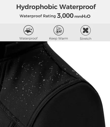 Vista 7 de wantdo Chaqueta larga Softshell con capucha para mujer, chaqueta cortavientos con forro polar