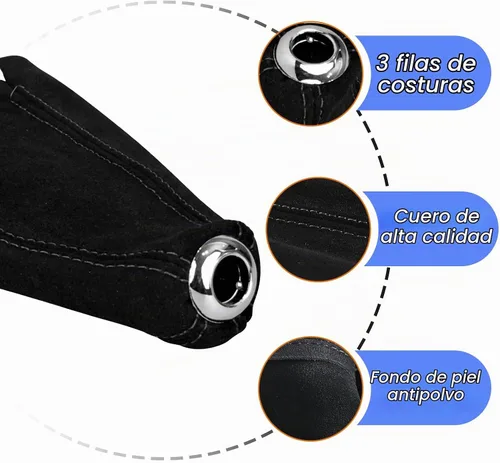 Vista 2 de Funda de cuero de ante universal para palanca de cambios manual o automática Negro