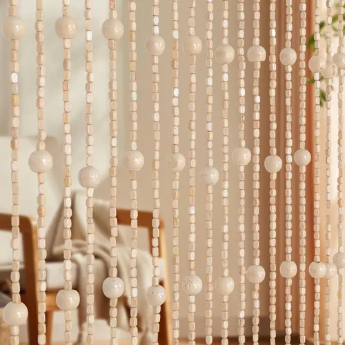 Vista 10 de Cortinas de cuentas Foreate para puertas hechas a mano con cuentas de madera y bambú estilo bohemio y hippie para colgar en pasillos y ventanas, 38