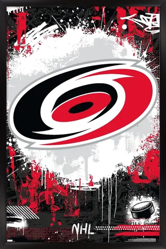 Vista 8 de Trends International NHL Carolina Hurricanes - Póster de pared Maximalist Logo 23, 22.4 pulgadas de largo x 14.7 W, versión enmarcada en madera