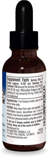 Vista 2 de Planetary Herbals Suplemento de hierbas de aceite de orégano, 5 onzas líquidas