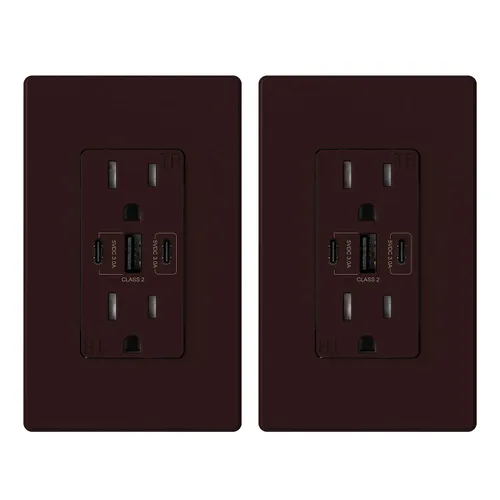 Vista 16 de ELEGRP Tomacorrientes USB, 30 W 6.0 Amp USB C, toma de pared USB de 3 puertos, toma de corriente resistente a manipulaciones de 15 amperios con 2