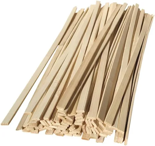Vista 4 de 50 tiras de madera fina de bambú natural de 15.5 pulgadas de largo, palitos de balsa para manualidades, tablón de bambú para casa, aviones, barco