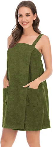 Vista 19 de Veseacky Toalla de baño para mujer con bolsillo, bata de spa ajustable y diadema facial