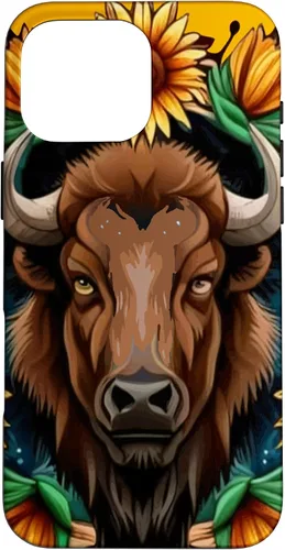 Vista 19 de American Bison with Sunflower Wreath Kansas State Tattoo Art Case for iPhone XR