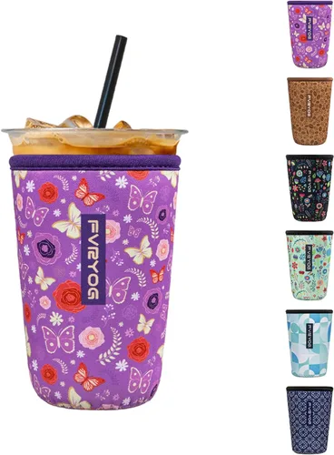 Vista 110 de Fundas de neopreno reutilizables aisladas para café helado, fundas para tazas de café helado, fundas para bebidas heladas y calientes