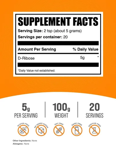 Vista 2 de BulkSupplements Ribosa D pura en polvo, 1