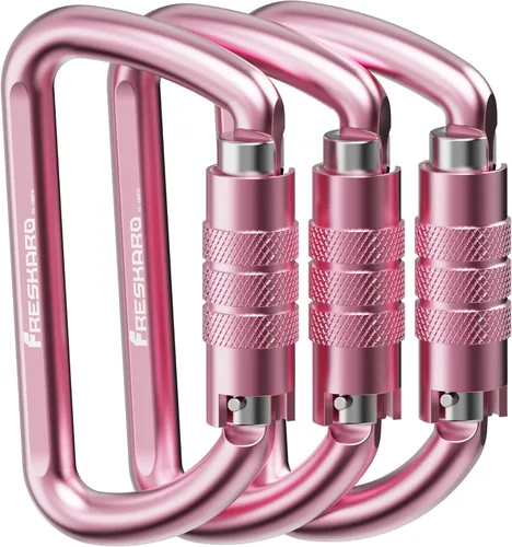 Vista 10 de FresKaro Clips de Mosquetón con Bloqueo Automático de 3 pulgadas, 12 kN-2698 libras, Forma D Sólida, Aluminio 7075 de Servicio Pesado, Ligero, 1.09