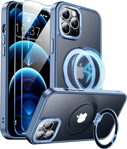 Vista 12 de Funda magnética para iPhone 12 Pro Max, [compatible con MagSafe] [2 protectores de pantalla de vidrio templado] [mate translúcido] Funda de grado