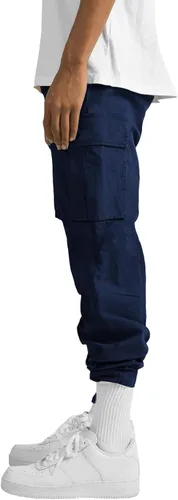 Vista 2 de THWEI Pantalones cargo para hombre, pantalones deportivos casuales de algodón, holgados, rectos