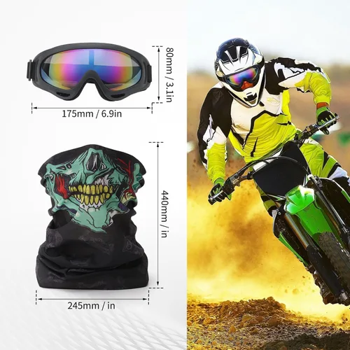 Vista 4 de 13 gafas de motocross para hombres, 5 gafas de motocross con protección UV y 8 máscaras faciales transpirables para motocicleta todoterreno