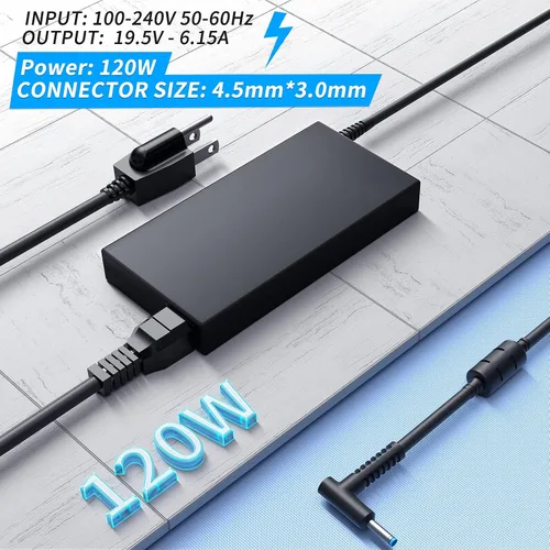 Vista 2 de VHBW Adaptador de corriente de repuesto para HP 120 W compatible con HP USB-C Dock G5 L41856-001 TPN-LA18 5TW13AA Envy 15 17 Series Omen 15-5000
