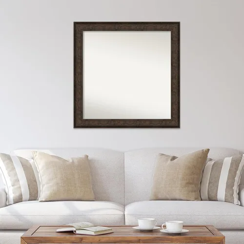 Vista 886 de Amanti Art Espejo de pared personalizado no biselado (25 x 25 pulgadas), marco de bronce acentuado, varios tamaños personalizados, espejo de baño