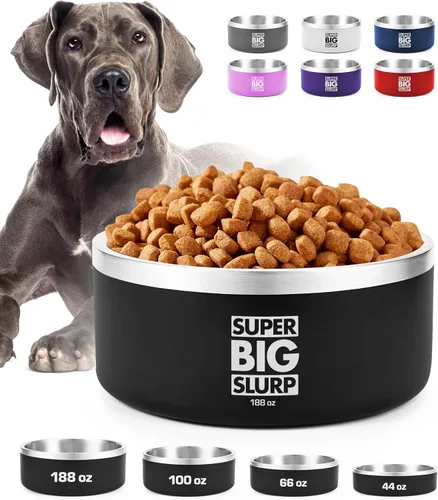 Vista 33 de Tuff Pupper Tazón Aislado de Servicio Pesado para Perros Plato de Comida para Perros de Acero Inoxidable de Doble Pared Tazón Antideslizante a