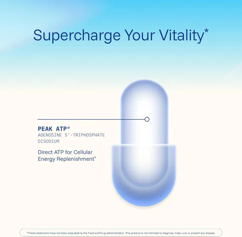 Vista 5 de ProHealth Longevity ATP - 400 mg X 90 porciones, PeakATP patentado ATP puro para mantener la energía celular, la fuerza muscular y la función