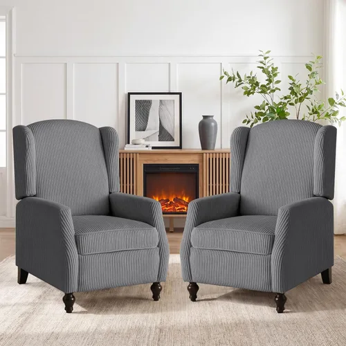 Vista 29 de Silla reclinable PALLOME con respaldo alto, asiento con masaje y calor, tapizado de tela, con respaldo acolchado, silla reclinable para sala de Beige