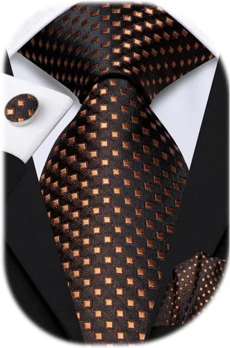 Vista 48 de Hi-Tie Corbatas de seda para hombre con estampado de cachemira, conjunto de corbata cuadrada, pañuelo de bolsillo y gemelos para negocios formales