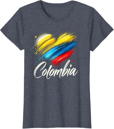 Vista 16 de Camiseta de orgullo colombiano con corazón de la bandera de Colombia