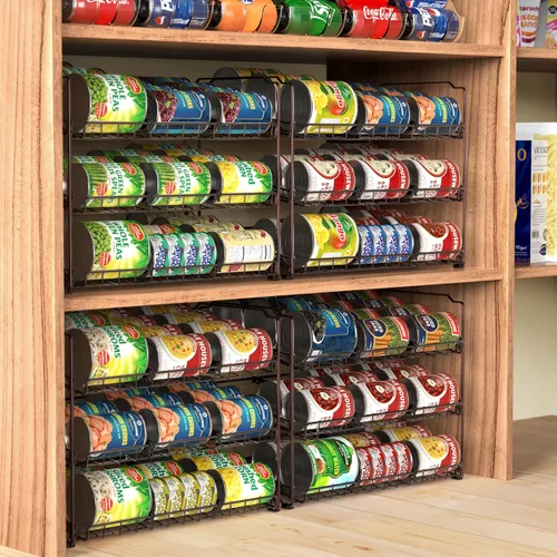 Vista 2 de Simple Houseware Estante Organizador de Latas Apilable para Despensa/Gabinete – 11.5 pulgadas de profundidad x 17 pulgadas de ancho x 13.75 pulgadas