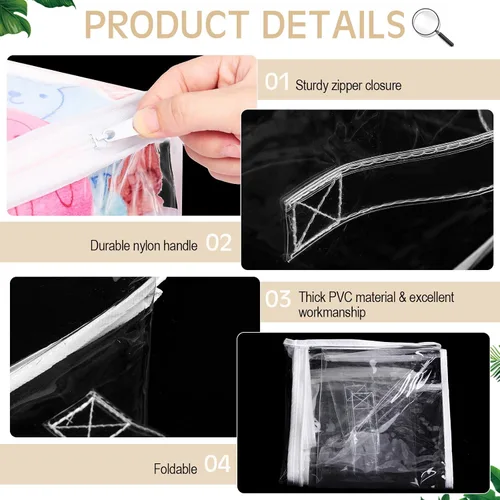 Vista 3 de Windyun 16 bolsas de almacenamiento de vinilo transparente con cremallera con asa, bolsas de almacenamiento de mantas de plástico para suéter, ropa