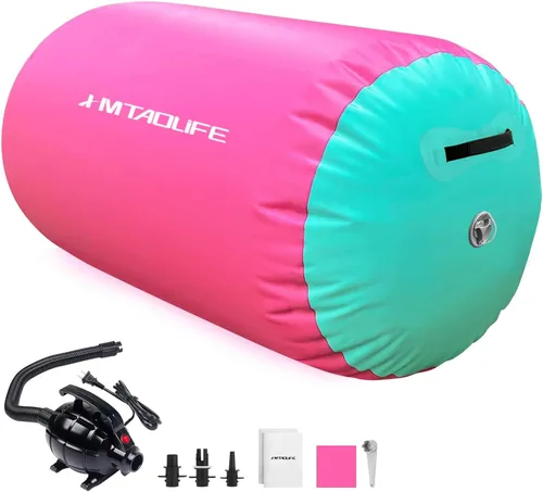 Vista 8 de Gymnastics Air Roller Air Barrel, Inflatable Tumble Roller Mat, Air Roller Gymnastics Barrel Kids Back Somersault Backbend Trainer for Yoga Training