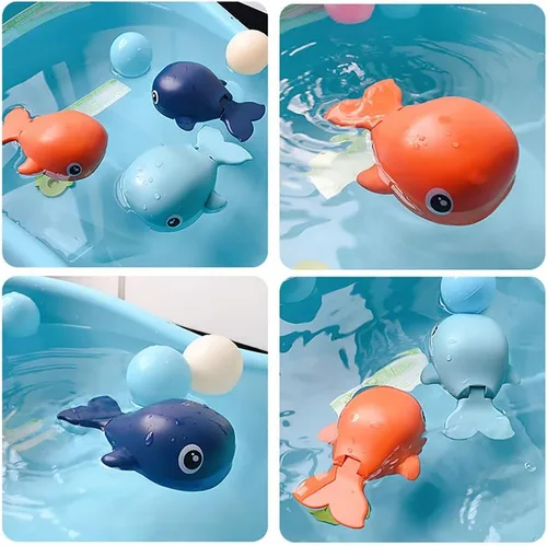 Vista 2 de Juguete de baño de ballena enrollada, ballena nadadora para niños pequeños, tina de ballena, juguete de ballena mecánica, juguete de agua de ballena