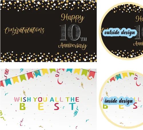 Vista 4 de Idealmuzik Tarjeta Jumbo de Feliz 10º Aniversario – Tarjeta de Felicitación de Congratulaciones Grande Plegada de 14x22 Pulgadas con Sobre, Tarjeta