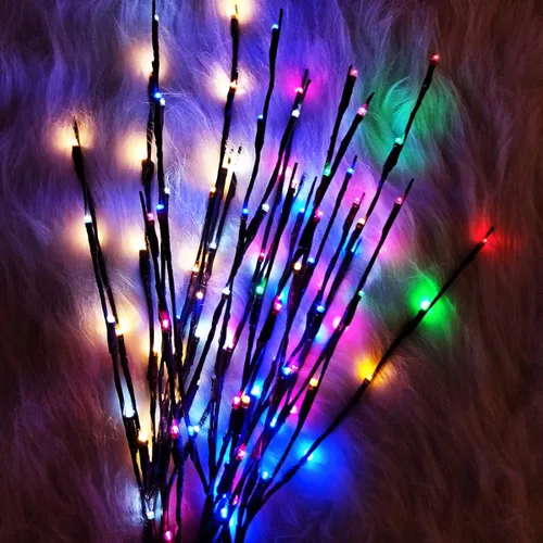 Vista 5 de Luz LED de rama que funciona con pilas, ramas iluminadas, jarrón, ramita de sauce iluminada, 30 pulgadas, 20 LED para decoración de Navidad, hogar