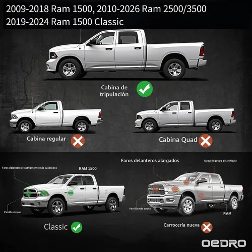 Vista 5 de OEDRO Estribos compatibles con RAM 1500 Crew Cab 2009-2018