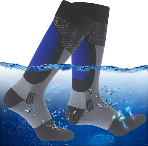 Vista 10 de RANDY SUN Calcetines impermeables transpirables hasta la rodilla para kayak, caza, pesca Negro y azul y gris