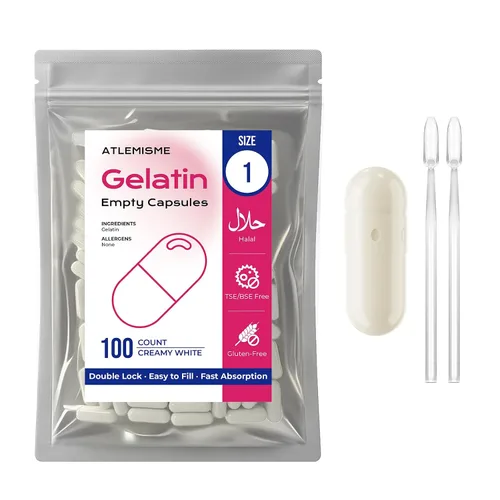 Vista 9 de Cápsulas de gelatina vacías tamaño 1 (100 unidades) – Cápsulas de gel para relleno de bricolaje con 2 cucharas de micro laboratorio