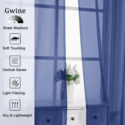 Vista 69 de Gwine Cortinas traslúcidas doradas de 96 pulgadas de largo, 2 paneles para Dorado