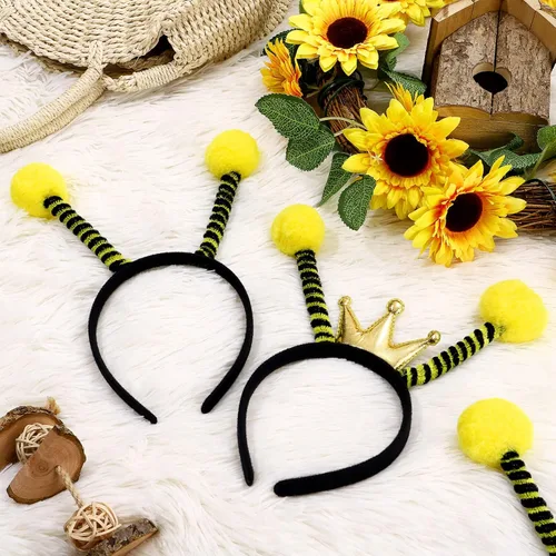 Vista 4 de FRCOLOR 9Pcs Bee Headbands for Party Bee Tentacle Headbands Bee Hair Hoop Tentacle Hair Band Costume Headband for Kids Adult