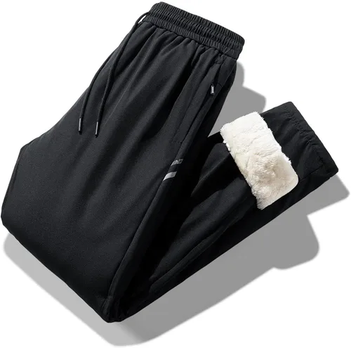 Vista 9 de Pantalones deportivos casuales con cordón para hombre, cintura elástica, a prueba de viento, pantalones de algodón cálido, ajuste regular