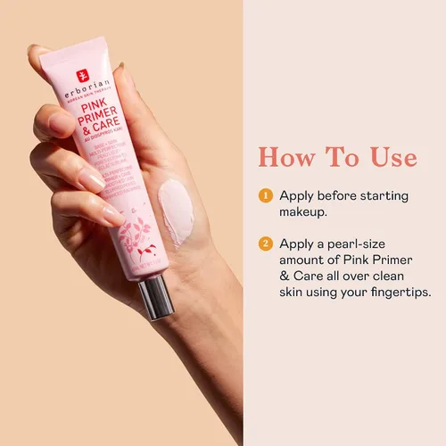 Vista 4 de Erborian Pink Primer & Care, Multifunctional Pore‑Blurring Cream & Hydrating Rosy Makeup Base, Moisturizing and Smoothing Effects, Korean Skincare