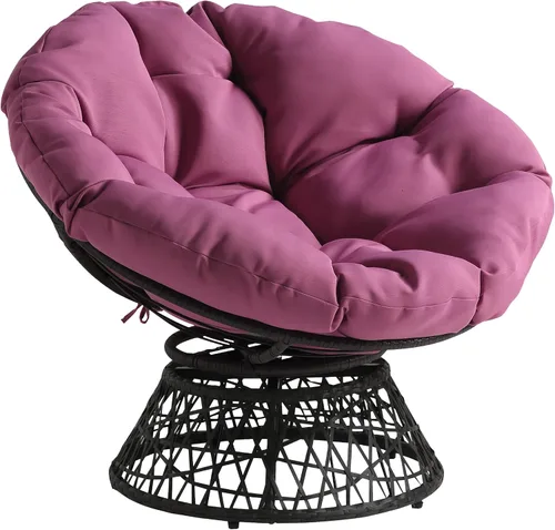 Vista 11 de OSP Home Furnishings – Silla Papasan de mimbre con giro de 360 grados, marco marrón con cojín marrón