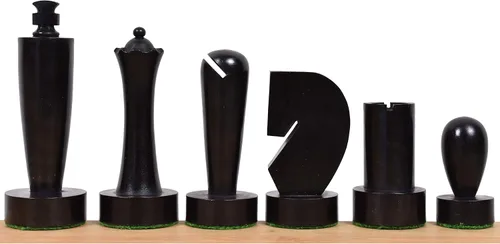 Vista 2 de RoyalChessMall-Berliner - Juego de piezas de ajedrez minimalista moderno de 3.9 pulgadas, boj ebonizado ponderado