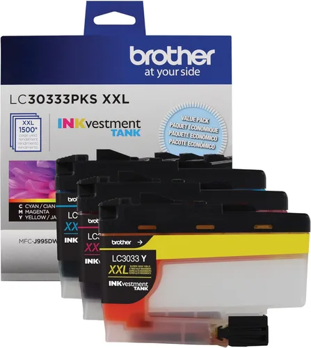 Vista 2 de Brother Genuine LC30333PKS, paquete de 3 cartuchos de tinta de tanque INKvestment de color de súper alto rendimiento; incluye 1 cartucho de cada uno