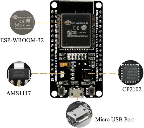 Vista 4 de AITRIP 10 piezas ESP32S ESP32 ESP-WROOM-32 placa de desarrollo 2.4GHz Dual-Core WiFi + Bluetooth 2 función microcontrolador para Arduino