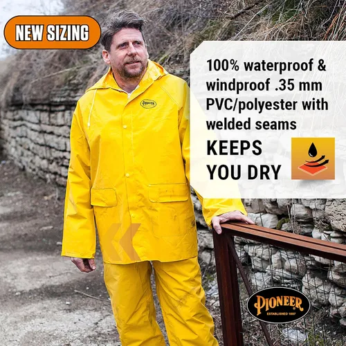 Vista 2 de Pioneer 577U Traje para lluvia de PVC, talla pequeña, color amarillo