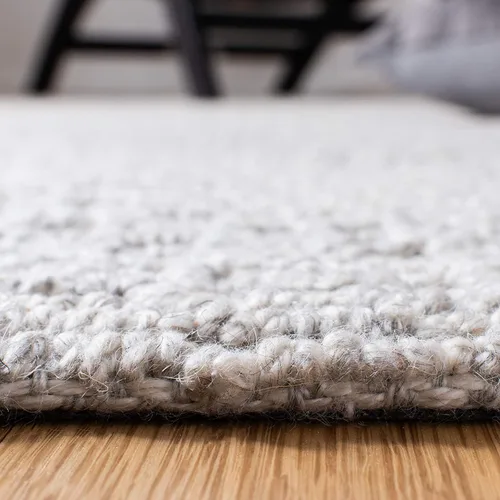 Vista 3 de SAFAVIEH Trace Collection - Alfombra decorativa de 2 pies 6 pulgadas x 4 pies, gris y gris, lana hecha a mano, ideal para zonas de alto tráfico