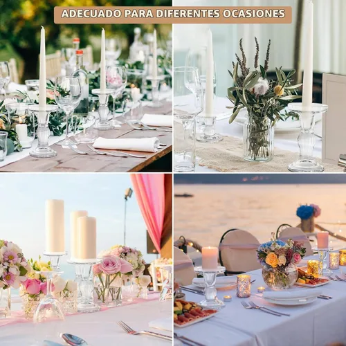 Vista 5 de GUTE - Portavelas de cristal, 3 piezas, candelabros transparentes para decoración de mesa