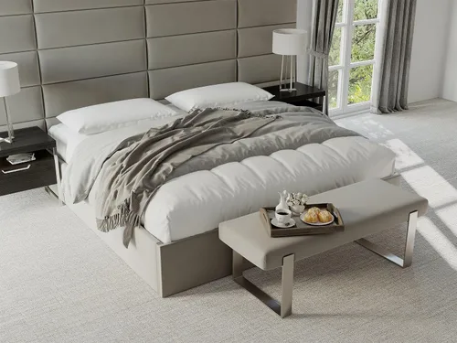 Vista 5 de VANT Banco de cama tapizado, beige Boucle, níquel cepillado Boucle Beige - Níquel cepillado