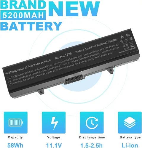 Vista 5 de Fancy Buying - Batería para portátil Dell Inspiron 1526, 1525, 1545, 1546, 1750 y 1440 compatible con P/N X284G, M911, M911G, GW240, RN873, K450N