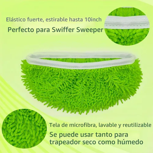 Vista 4 de Almohadillas de Microfibra Reutilizables para Trapeador Almohadillas Húmedas Lavables Compatibles con Repuestos de Almohadillas Swiffer Sweeper
