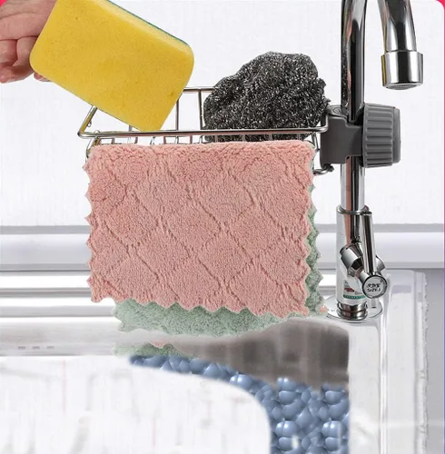 Vista 3 de Soporte de esponja para fregadero de cocina, soporte de esponja sobre grifo, organizador de fregadero de cocina, estante de drenaje de grifo