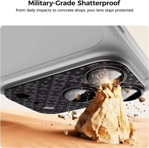 Vista 5 de BENKS ArmorWarrior - Protector de lente de cámara para iPhone 17 Pro, vidrio templado recubierto de AR con fibra de aramida, resistente a