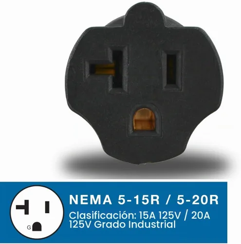 Vista 4 de Conntek 30128-BK, Adaptador de enchufe de bloqueo NEMA L5-15P a 5-15/20R Negro