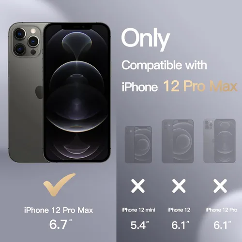 Vista 2 de JETech Funda de silicona para iPhone 12 Pro Max de 6.7 pulgadas, suave al tacto, funda protectora de cuerpo completo, a prueba de golpes con forro