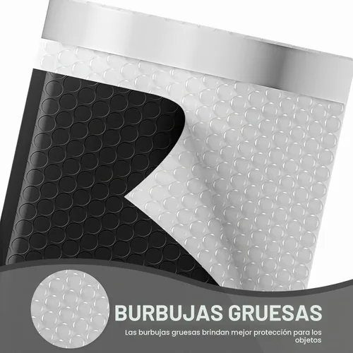 Vista 3 de Metronic Sobres de burbujas negros de 4 x 8 pulgadas, paquete de 50 bolsas